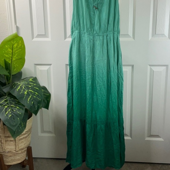 Knox Rose Green Ombré Tiered Midi Dress A-Line Halter Tie Back Women's size XXL - Picture 6 of 16